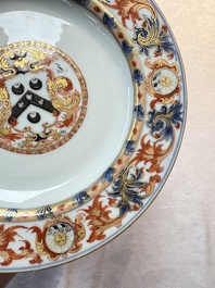 A pair of Chinese Imari-style armorial plates with the arms of Walker for the English market, Kangxi, ca. 1712