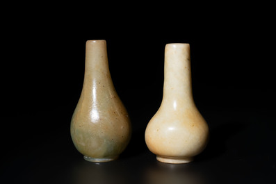 Two Chinese jade miniature bottle vases, probably Qing