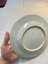 A pair of Chinese famille rose armorial soup plates with the arms of Longden for the English market, Qianlong, ca. 1748