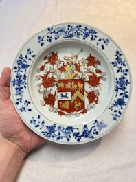 A rare Chinese Imari-style armorial soup plate with the arms of Gough impaling Hynde for the English market, Kangxi, ca. 1720