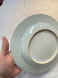 A Chinese armorial plate with the arms of Bouverie quartering Urry and Clarke impaling Pleydell for the English market, Qianlong, ca. 1748