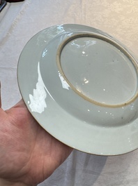 A pair of Chinese famille rose armorial soup plates with the arms of Longden for the English market, Qianlong, ca. 1748