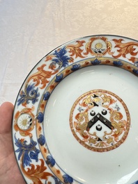 A pair of Chinese Imari-style armorial plates with the arms of Walker for the English market, Kangxi, ca. 1712