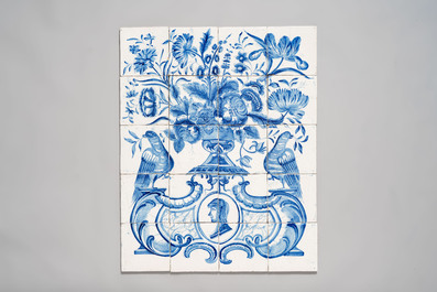 A blue and white 20-piece Dutch Delft tile mural, early 19th C.
