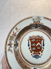 A pair of Chinese famille rose armorial soup plates with the arms of Wynne impaling Gosling for the English market, Yongzheng, ca. 1725