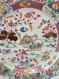 A Chinese famille rose 'mandarin ducks and Eight Immortals' dish, Qianlong