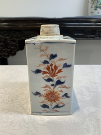 A Chinese verte-Imari armorial 'Sampaio e Melo' tea caddy with gilt-brass cover for the Portuguese market, Kangxi