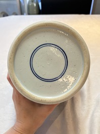 A Chinese blue and white vase, a jar and a covered box, Kangxi
