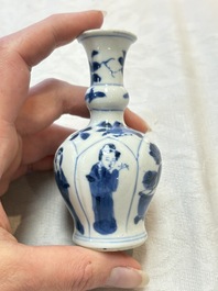 Four Chinese blue and white 'Long Eliza' miniature vases, Kangxi