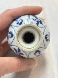 Four Chinese blue and white 'Long Eliza' miniature vases, Kangxi