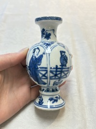 Four Chinese blue and white 'Long Eliza' miniature vases, Kangxi