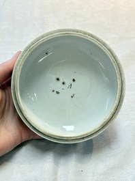 A Chinese blue and white vase, a jar and a covered box, Kangxi