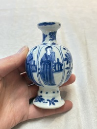 Four Chinese blue and white 'Long Eliza' miniature vases, Kangxi