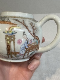 A fine Chinese famille rose gilt-decorated teapot and cover with figural design, Yongzheng