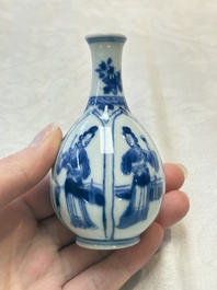 Four Chinese blue and white 'Long Eliza' miniature vases, Kangxi