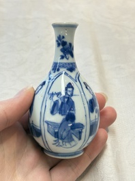 Four Chinese blue and white 'Long Eliza' miniature vases, Kangxi