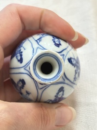 Four Chinese blue and white 'Long Eliza' miniature vases, Kangxi