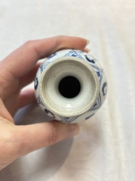 Four Chinese blue and white 'Long Eliza' miniature vases, Kangxi