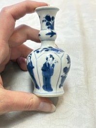 Four Chinese blue and white 'Long Eliza' miniature vases, Kangxi