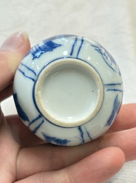 Four Chinese blue and white 'Long Eliza' miniature vases, Kangxi