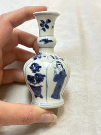 Four Chinese blue and white 'Long Eliza' miniature vases, Kangxi