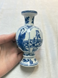 Four Chinese blue and white 'Long Eliza' miniature vases, Kangxi