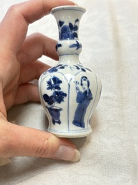 Four Chinese blue and white 'Long Eliza' miniature vases, Kangxi