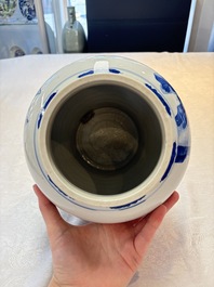 A Chinese blue and white vase with four sages in a mountainous landscape, Kangxi