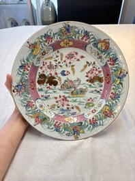 A Chinese famille rose 'mandarin ducks and Eight Immortals' dish, Qianlong