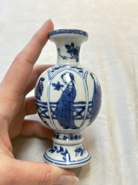 Four Chinese blue and white 'Long Eliza' miniature vases, Kangxi