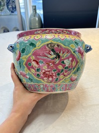 A Chinese famille rose turquoise-ground 'kamcheng' bowl and cover for the Straits or Peranakan market, 19th C.