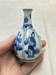 Four Chinese blue and white 'Long Eliza' miniature vases, Kangxi