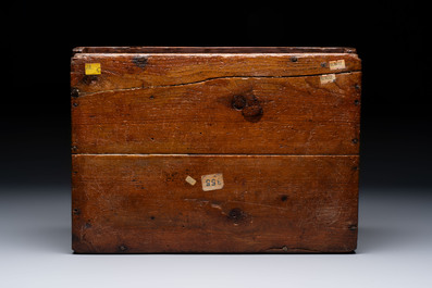 A Hispano-Moresque bone-inlaid wooden chest, Spain, 16/17th C.