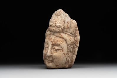 A Chinese marble head of Guanyin, Tang