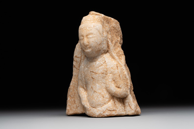 A Chinese marble bust of Buddha, Northern Qi