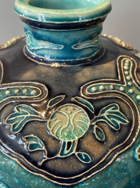 A fine Chinese Fahua 'meiping' vase with figural design, Ming