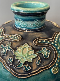 A fine Chinese Fahua 'meiping' vase with figural design, Ming