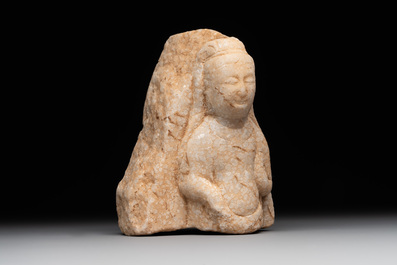 A Chinese marble bust of Buddha, Northern Qi
