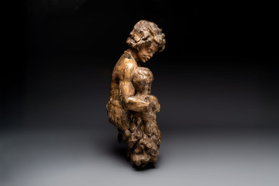 A German lindenwood sculpted group of fauns with traces of polychromy, circle of Balthasar Permoser, ca. 1700