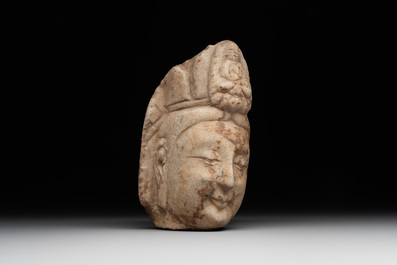 A Chinese marble head of Guanyin, Tang
