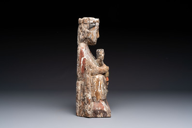 A polychromed carved wooden 'Sedes Sapientia' or Madonna with child, probably Spain, 20th C.
