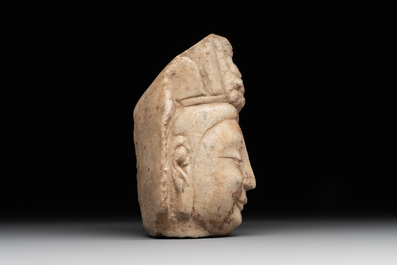 A Chinese marble head of Guanyin, Tang