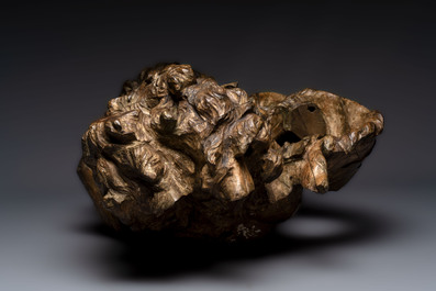 A German lindenwood sculpted group of fauns with traces of polychromy, circle of Balthasar Permoser, ca. 1700