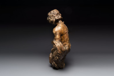 A German lindenwood sculpted group of fauns with traces of polychromy, circle of Balthasar Permoser, ca. 1700