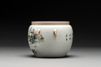 Five Chinese qianjiang cai wares, signed Wang Shaowei 王少維, Cheng Xingsheng 程興盛, Wang Xiaoting 汪小亭, 19/20th C.