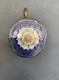 A Chinese Canton enamel mustard jar and square dish, Qianlong/Jiaqing