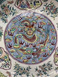 A Chinese Canton enamel 'dragon' dish, Kangxi mark, 19th C.