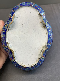 A Chinese Canton enamel blue-ground jardini&egrave;re, Qianlong