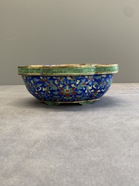 A Chinese Canton enamel blue-ground jardini&egrave;re, Qianlong