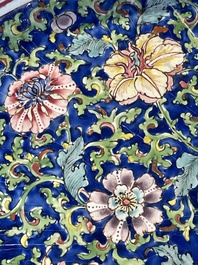 A large Chinese Canton enamel basin with garlands decorated with male heads, Qianlong